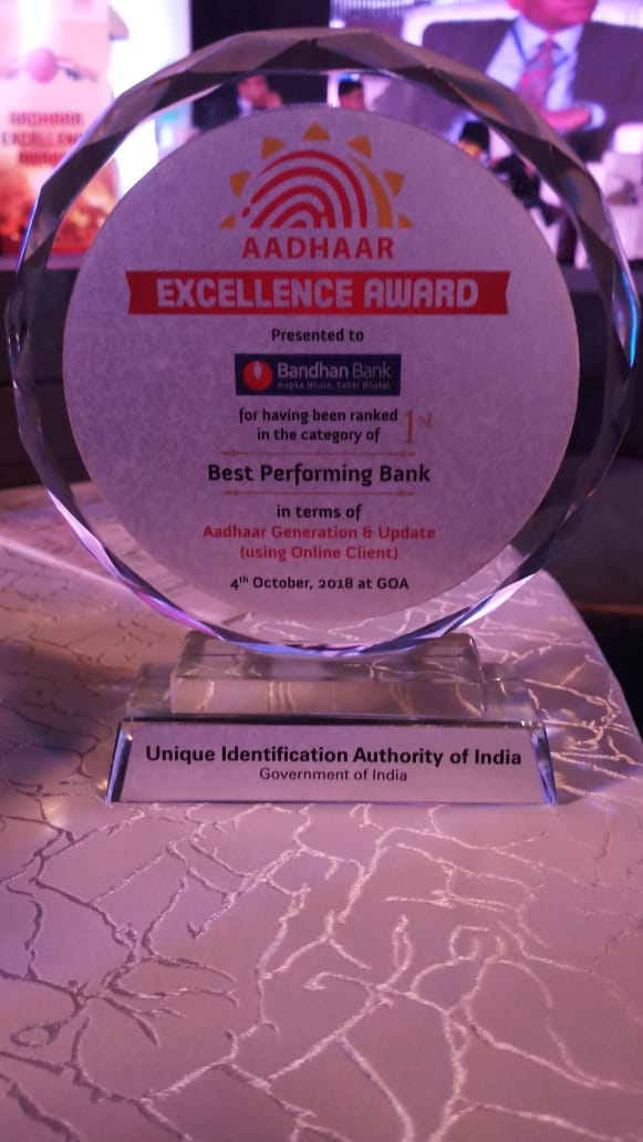 Best Performing Bank -Aadhar Excellence Award